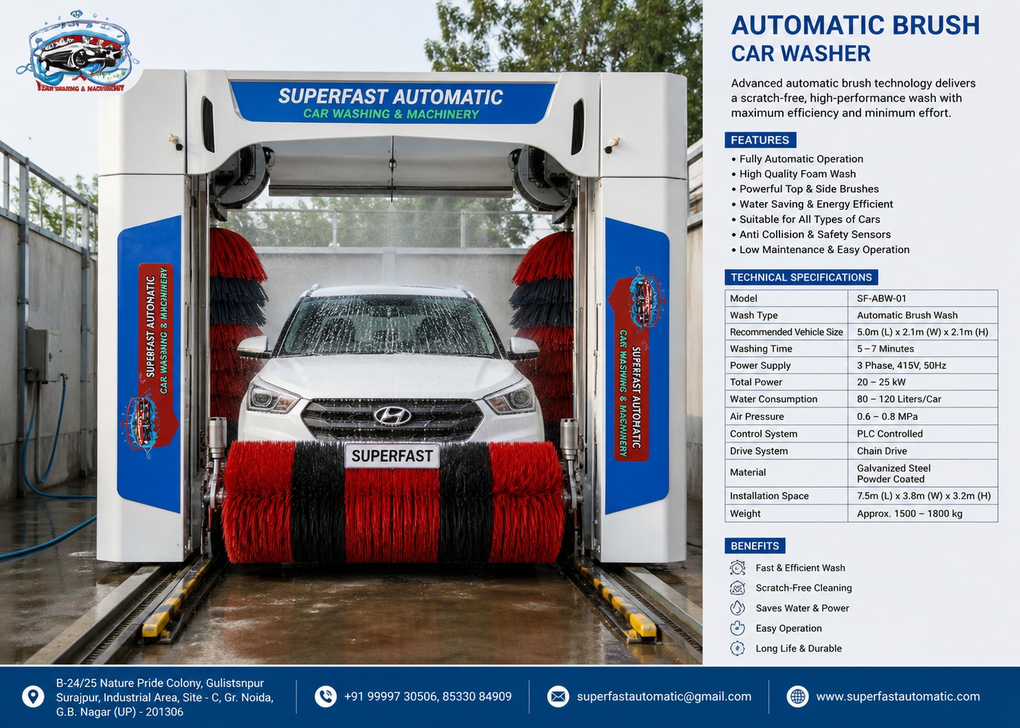 Fully automatic brush wash machine